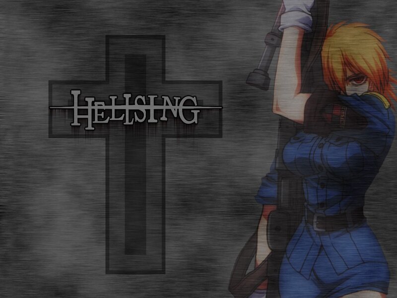 Anime Character with Rifle — Blue, Dark