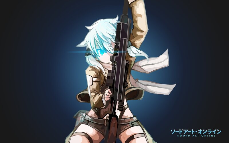 Anime Character with Rifle — Blue, Dramatic