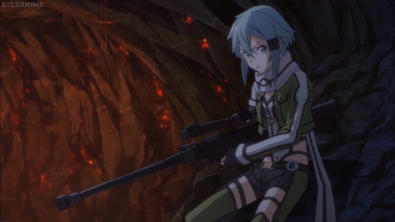Anime Character with Rifle — Green, Tense