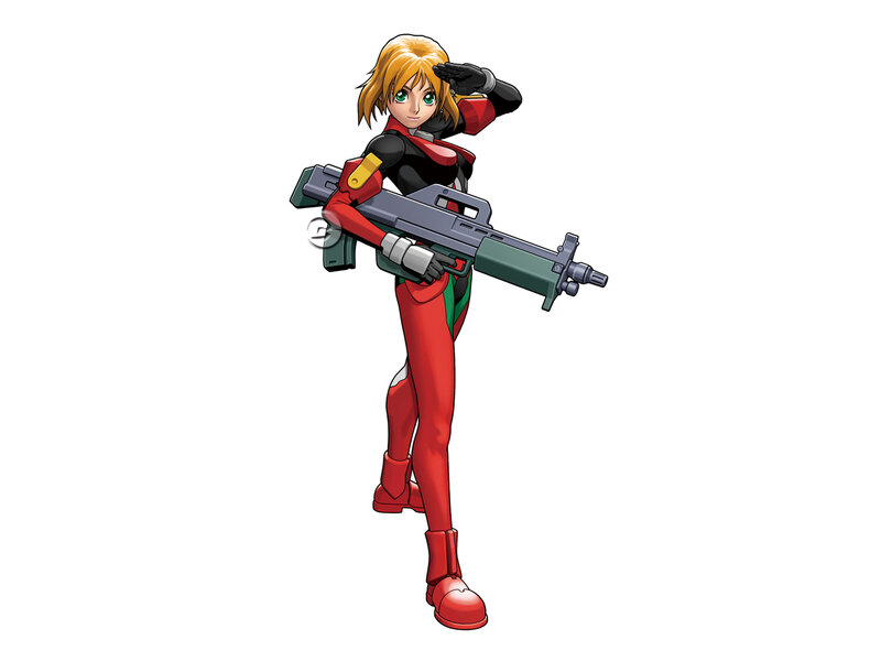 Anime Character with Rifle — Red