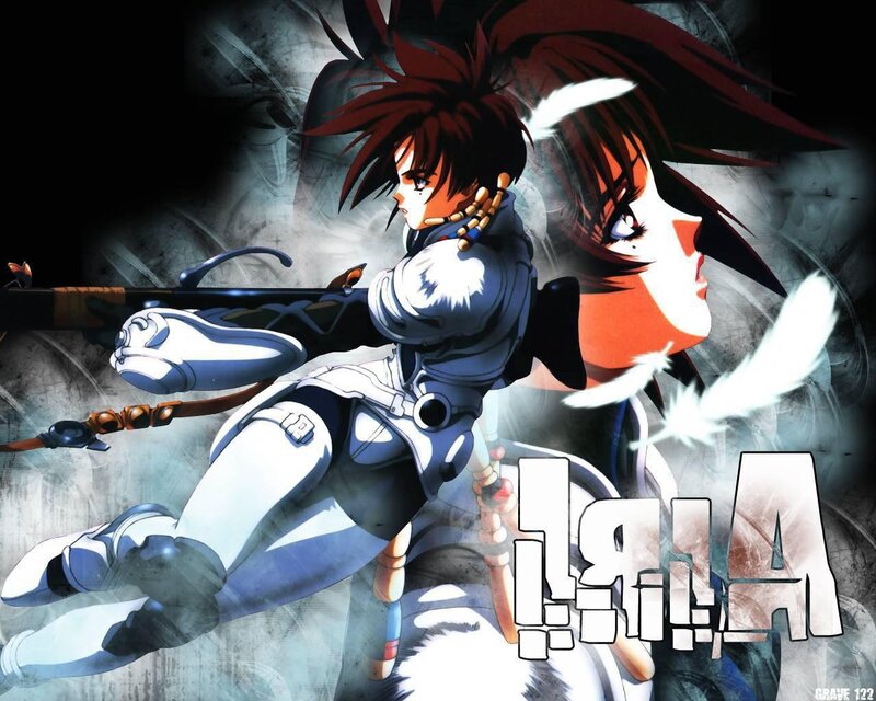Anime Character with Rifle — White, Dramatic
