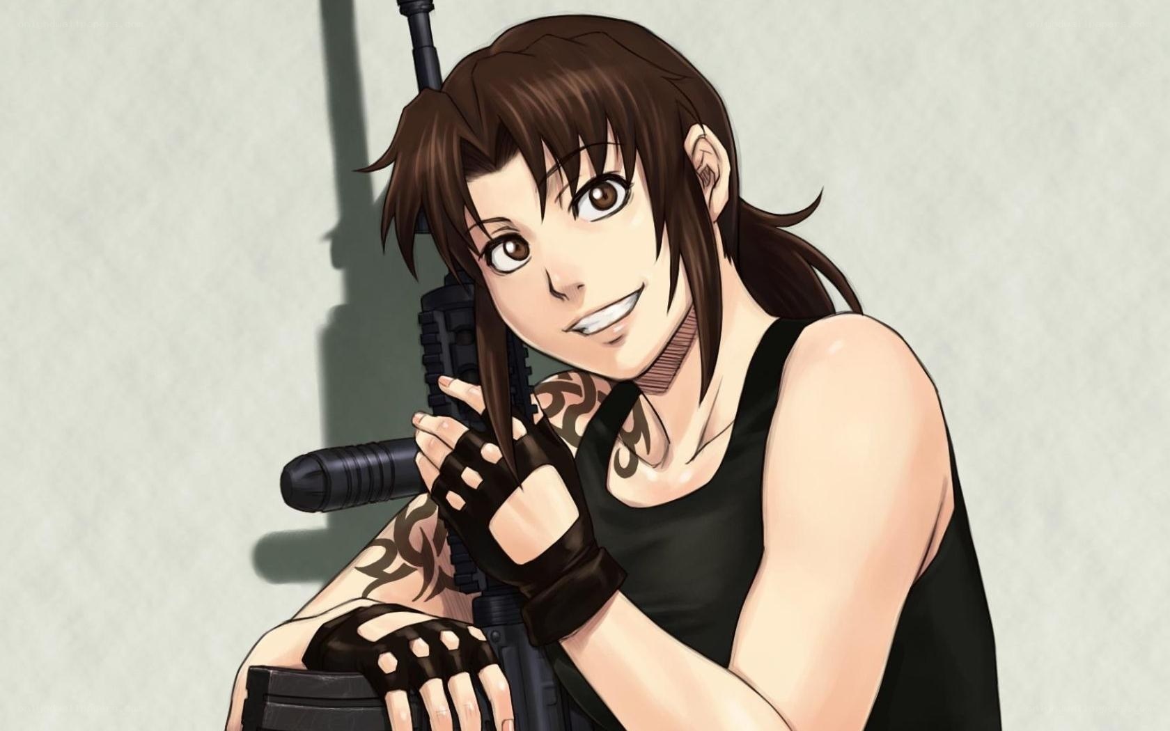 anime character with rifle