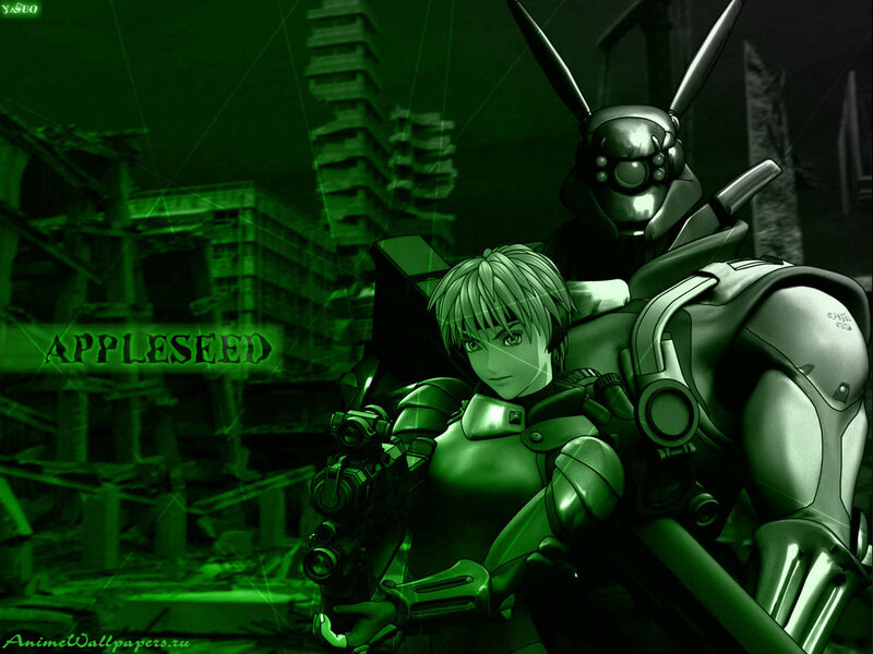 Anime Character with Robot — Green, Dramatic, Night