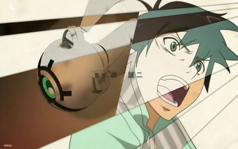 Anime Character with Robot — Green, Dramatic