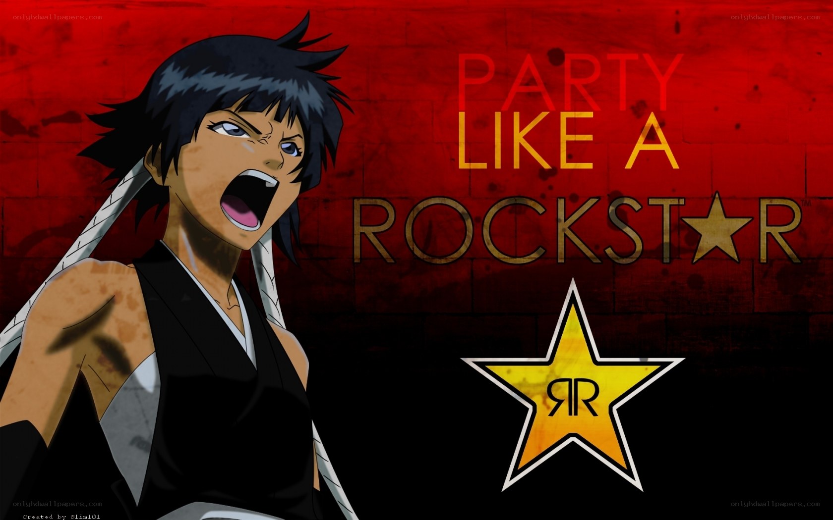 anime character with rockstar logo