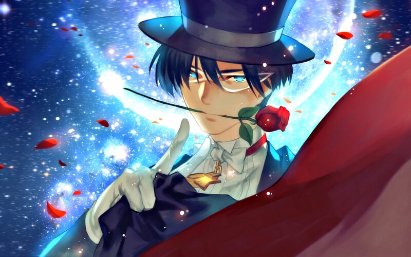 Anime Character with Rose — Blue