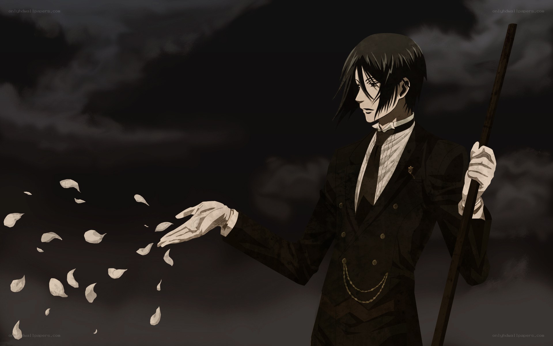 anime character with rose petals