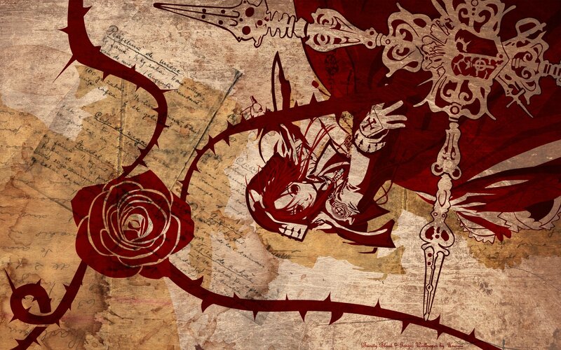 Anime Character with Rose — Red, Dramatic, Digital Art