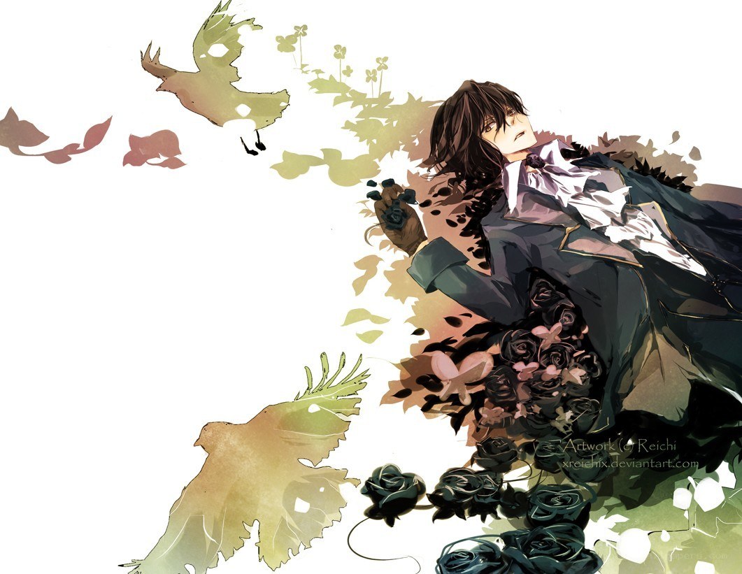 anime character with roses