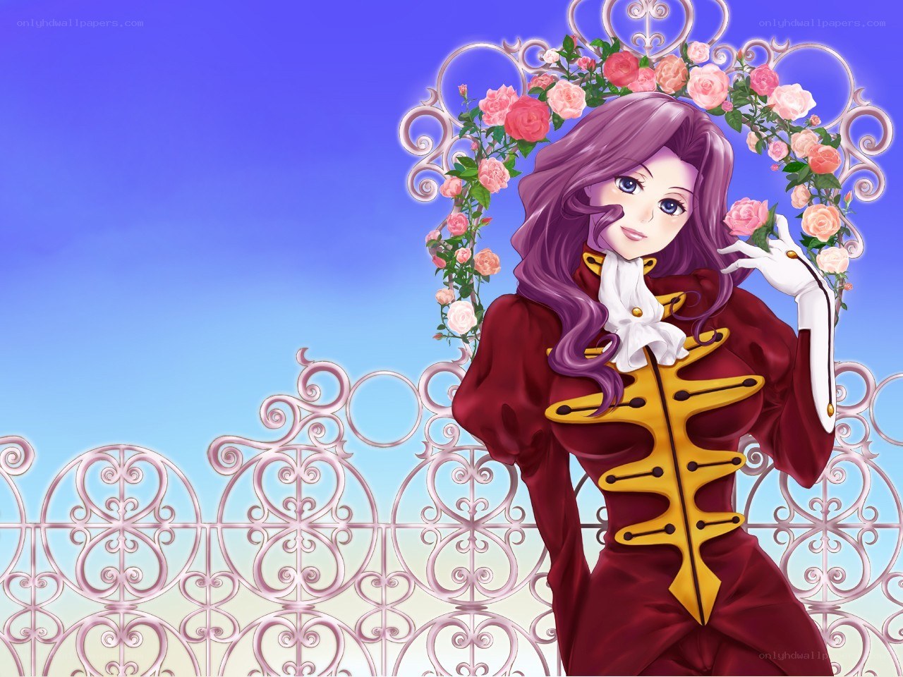 anime character with roses