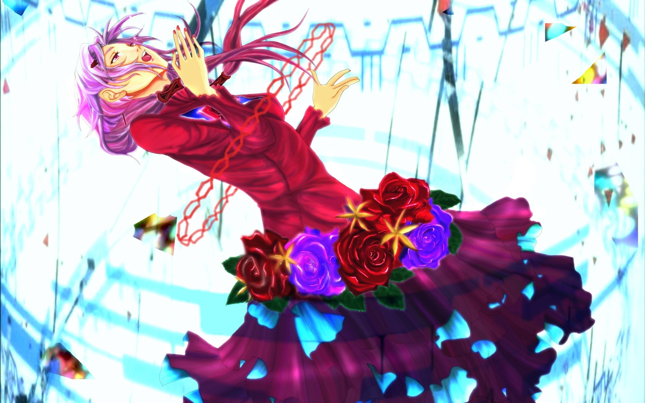 anime character with roses