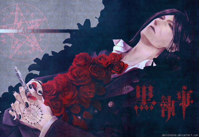 Anime character with roses and sigils