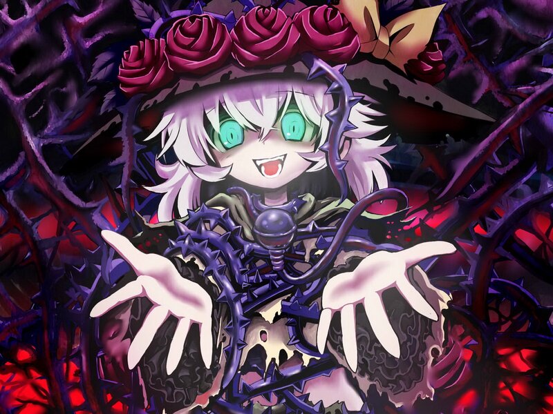 Anime character with roses and thorns
