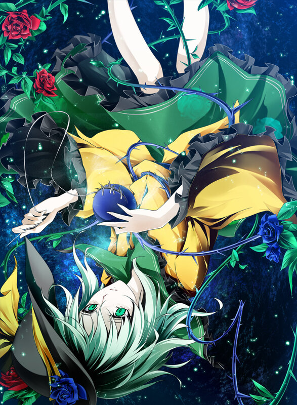 Anime character with roses and thorns