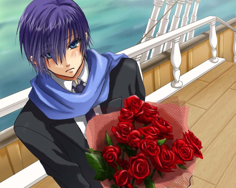 Anime Character with Roses — Purple