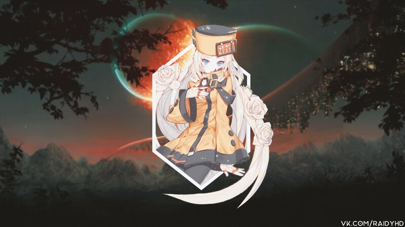 Anime Character with Roses — White, Dramatic, Night