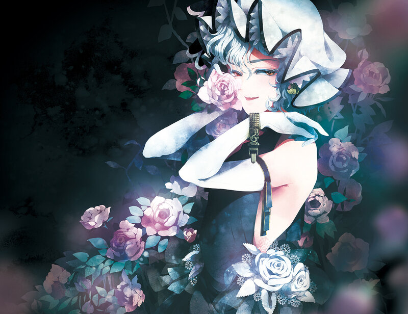 Anime Character with Roses — White, Dramatic