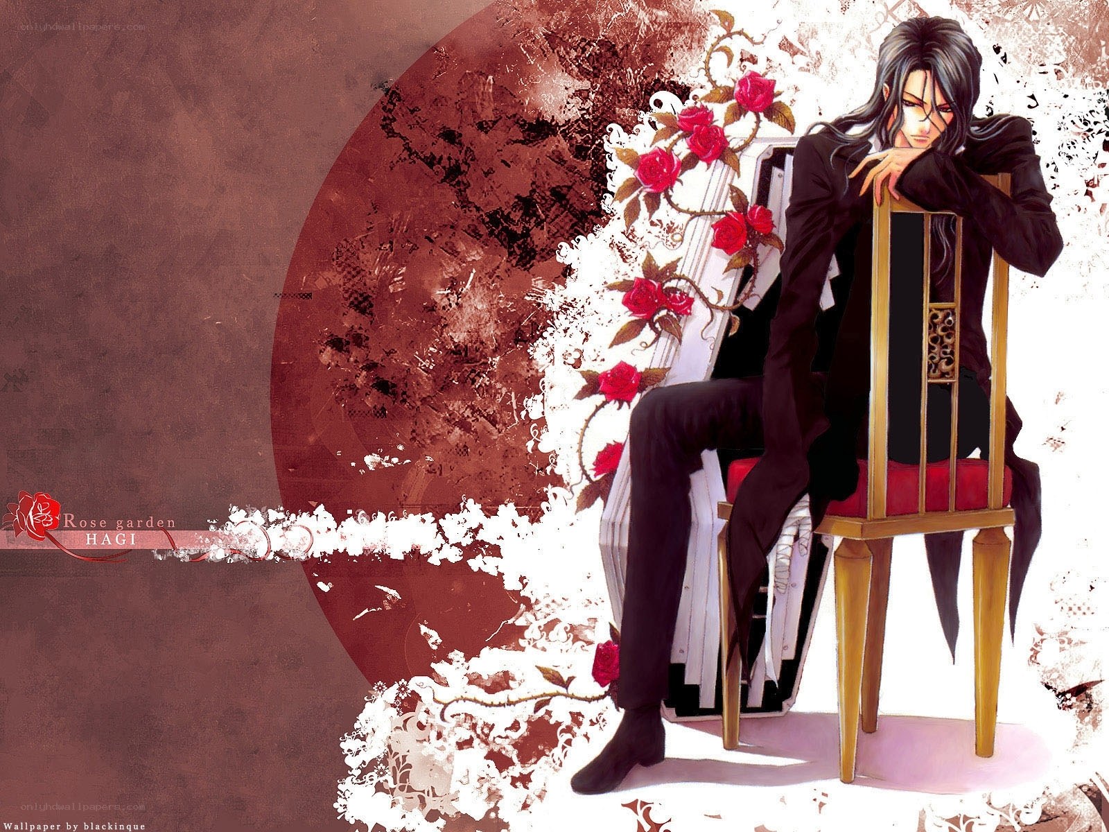 Anime character with roses