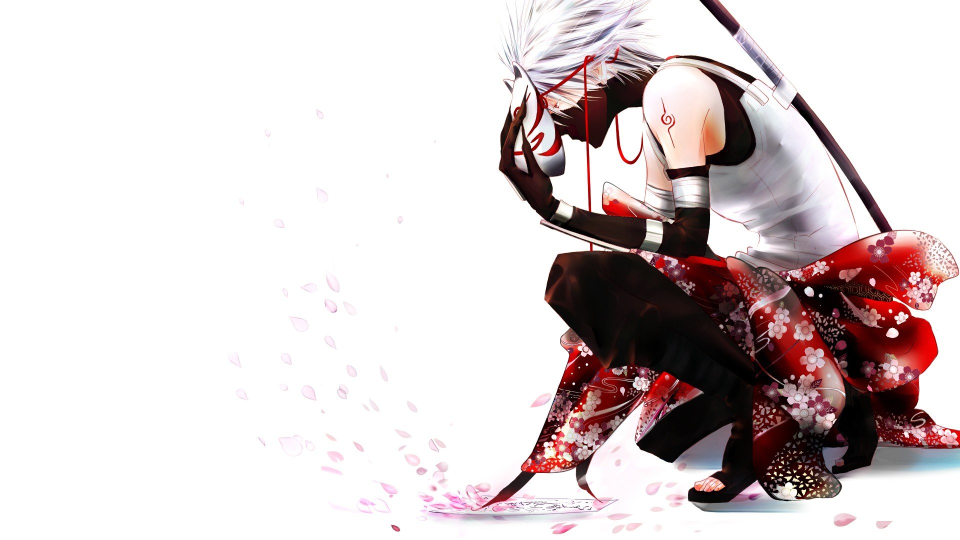 anime character with sakura petals