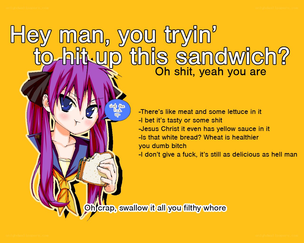 anime character with sandwich