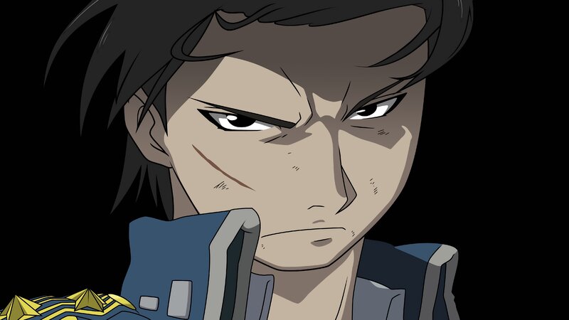 Anime Character with Scar — Black, Serious