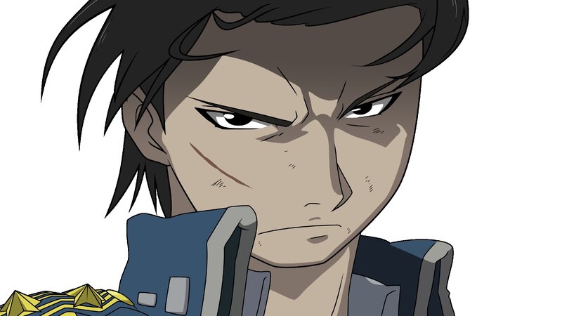 Anime Character with Scar — Blue