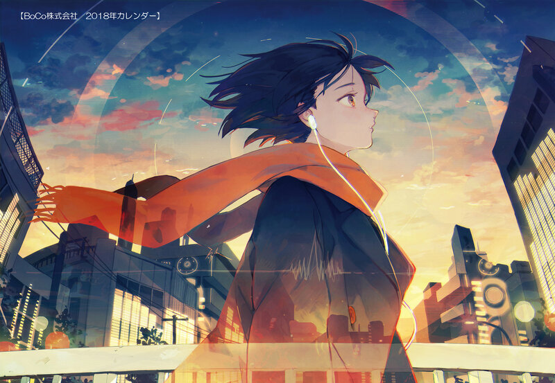 Anime Character with Scarf — Orange