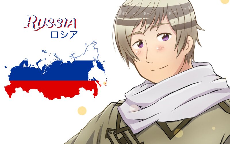 Anime Character with Scarf — White, Calm, Map of Russia
