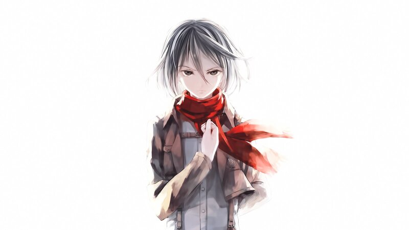 Anime Character with Scarf — White, Calm