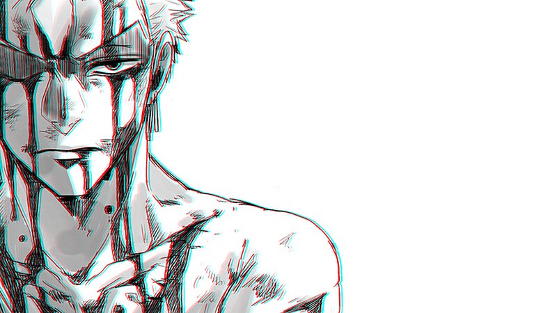 Anime Character with Scars — Black, Intense