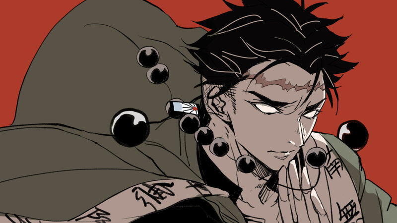 Anime Character with Scars — Red, Dramatic