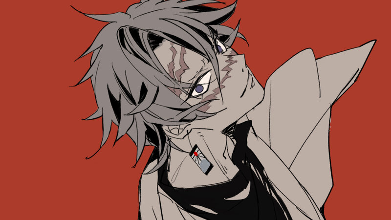 Anime Character with Scars — Red
