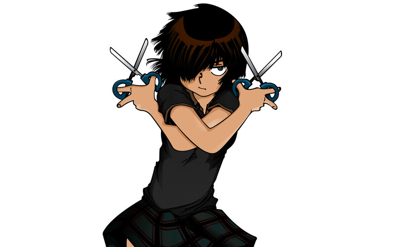 anime character with scissors