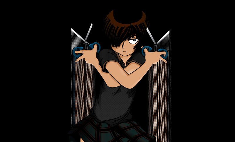 anime character with scissors