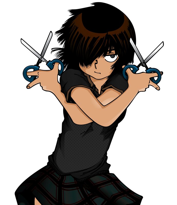 anime character with scissors