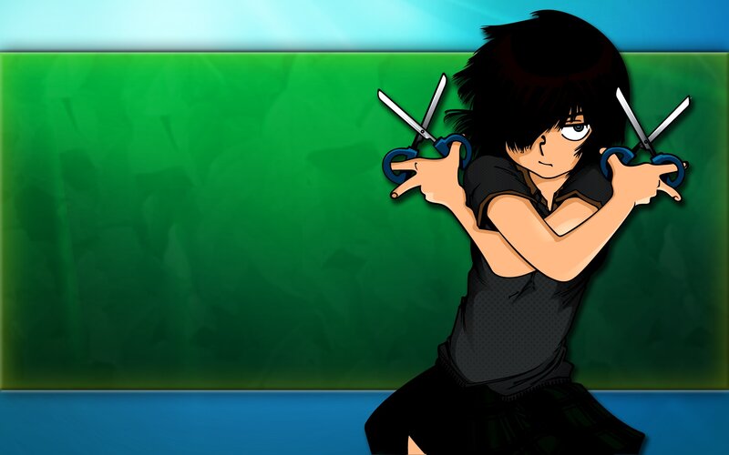 anime character with scissors