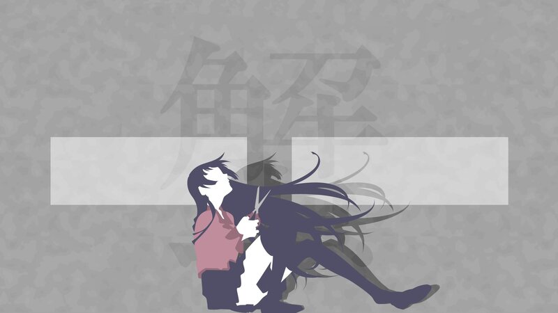 Anime Character with Scissors — Gray