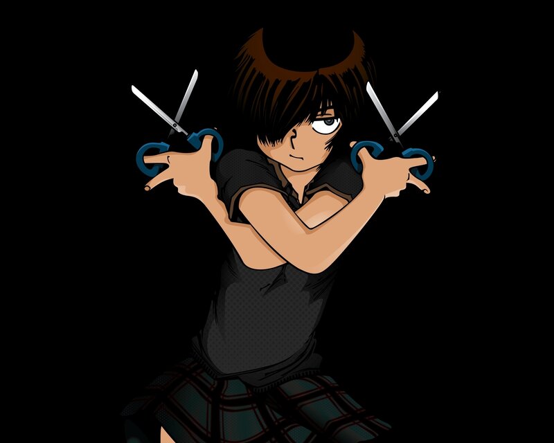 anime character with scissors