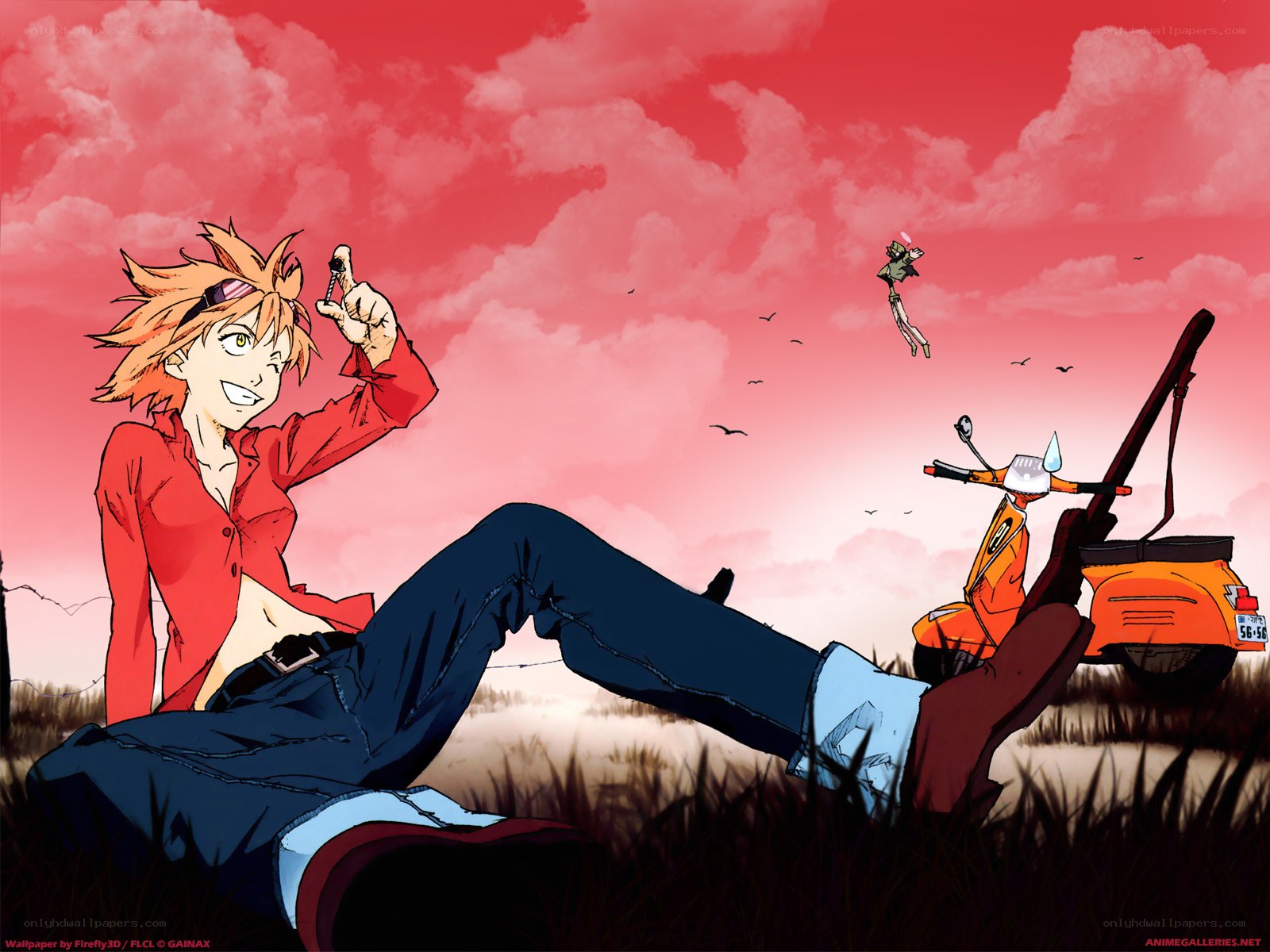 Anime character with scooter