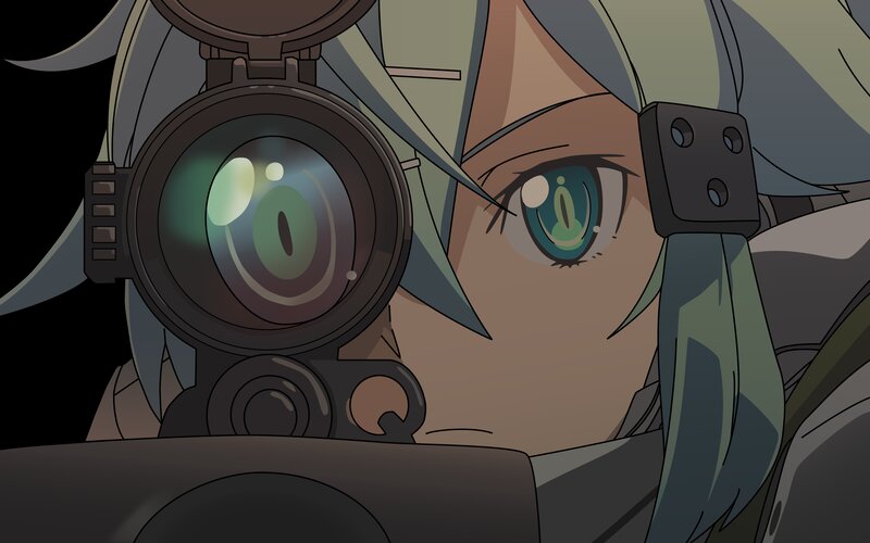 Anime Character with Scope — Gray, Focused