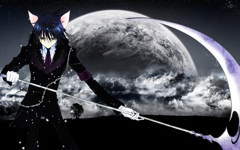 anime character with scythe