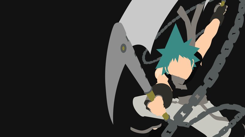 Anime Character with Scythe — Black, Dramatic, Chains