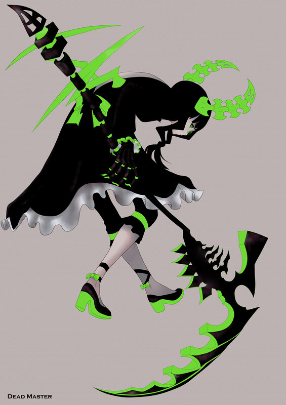 Anime Character with Scythe — Black, Dramatic, Digital Art, Skirt