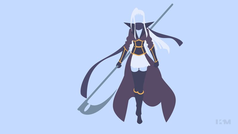 Anime Character with Scythe — Blue, Dramatic, Vector Art