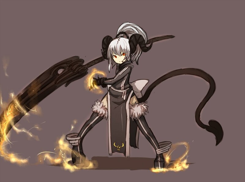Anime Character with Scythe — Gray, Dramatic, Digital Art
