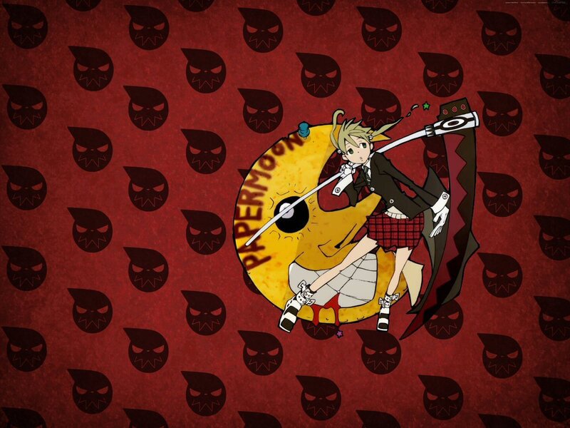 Anime Character with Scythe — Red, Dramatic, Skull Pattern