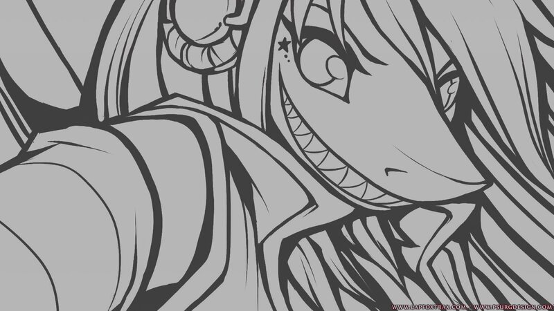 Anime Character with Sharp Teeth — Black