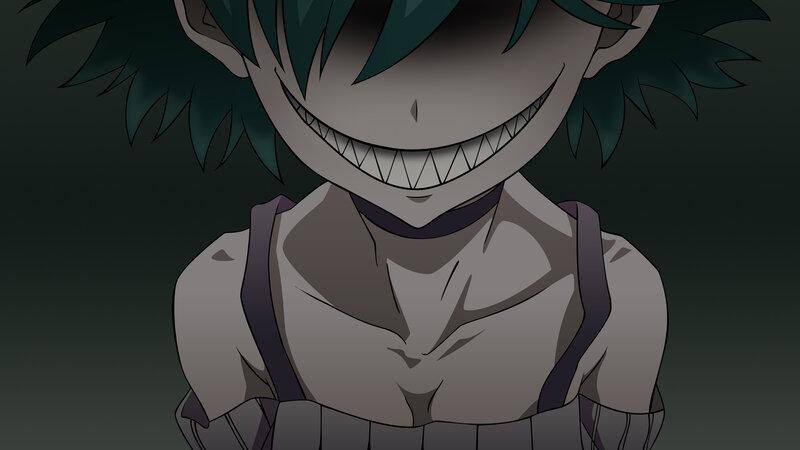 Anime Character with Sharp Teeth — Gray, Dark
