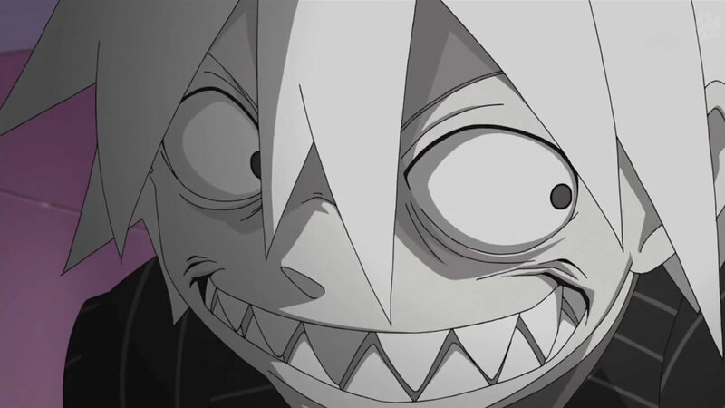 Anime Character with Sharp Teeth — Gray