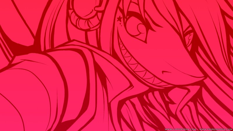 Anime Character with Sharp Teeth — Red